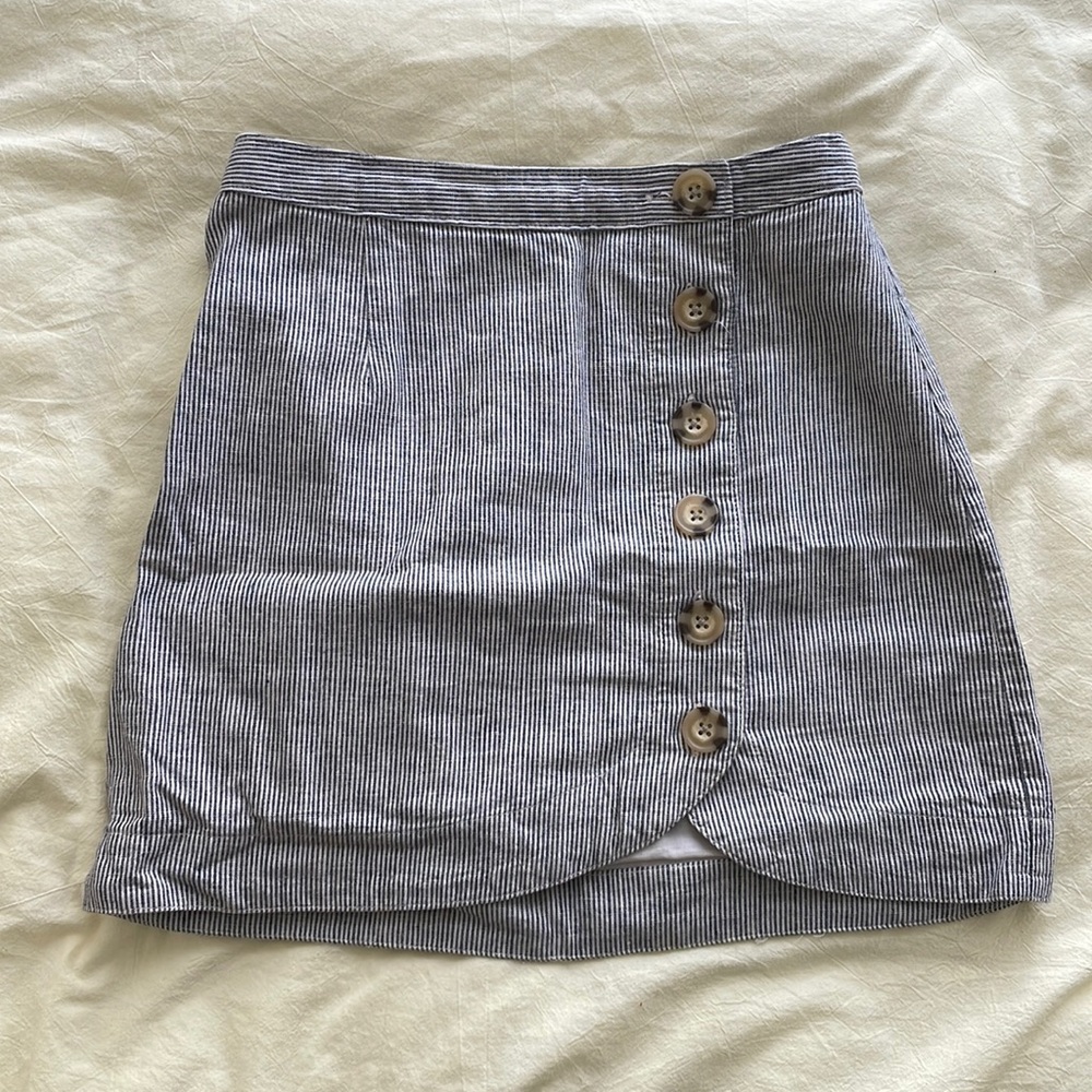 Striped Button Abercrombie Mini Skirt, Size XXS